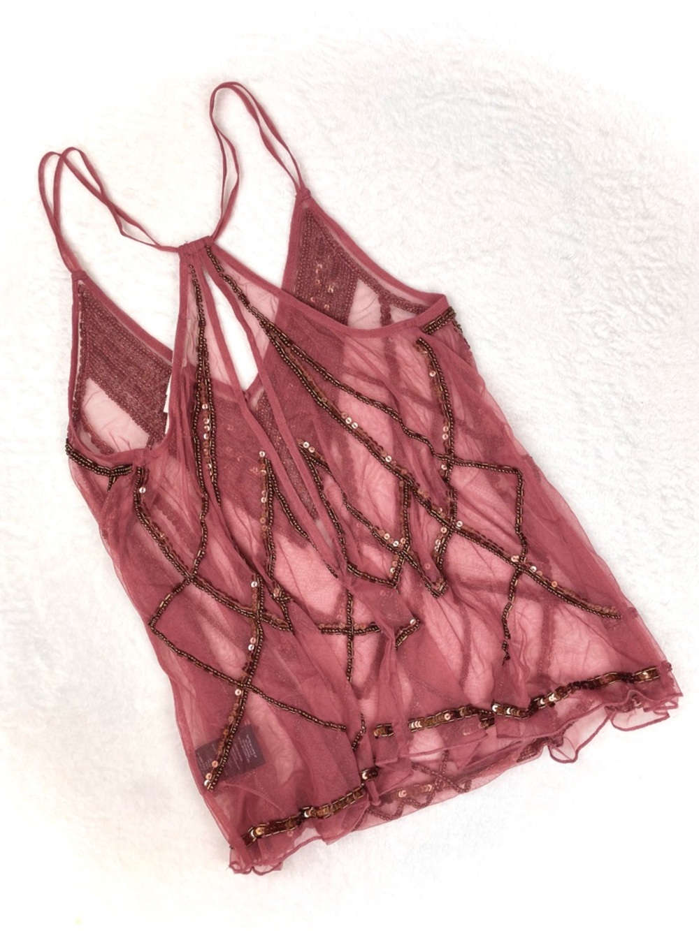 Kimchi Blue Dusty Rose Beaded Sheer Tank - Picture 6 of 8